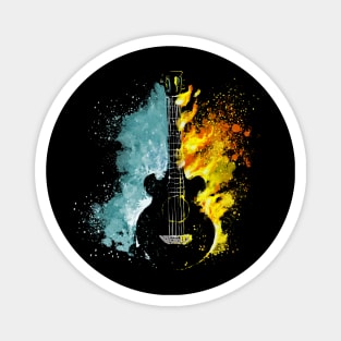 Guitar With Fire And Water Magnet